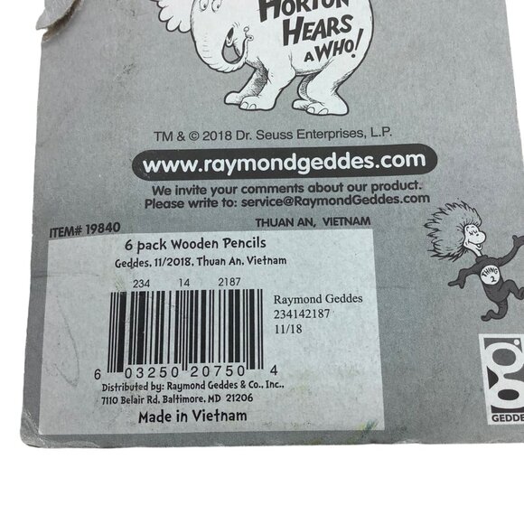 Dr. Seuss Horton Hears A Who 6 Pack Wooden Pencils Raymond Geddes HB#2 - Picture 6 of 7